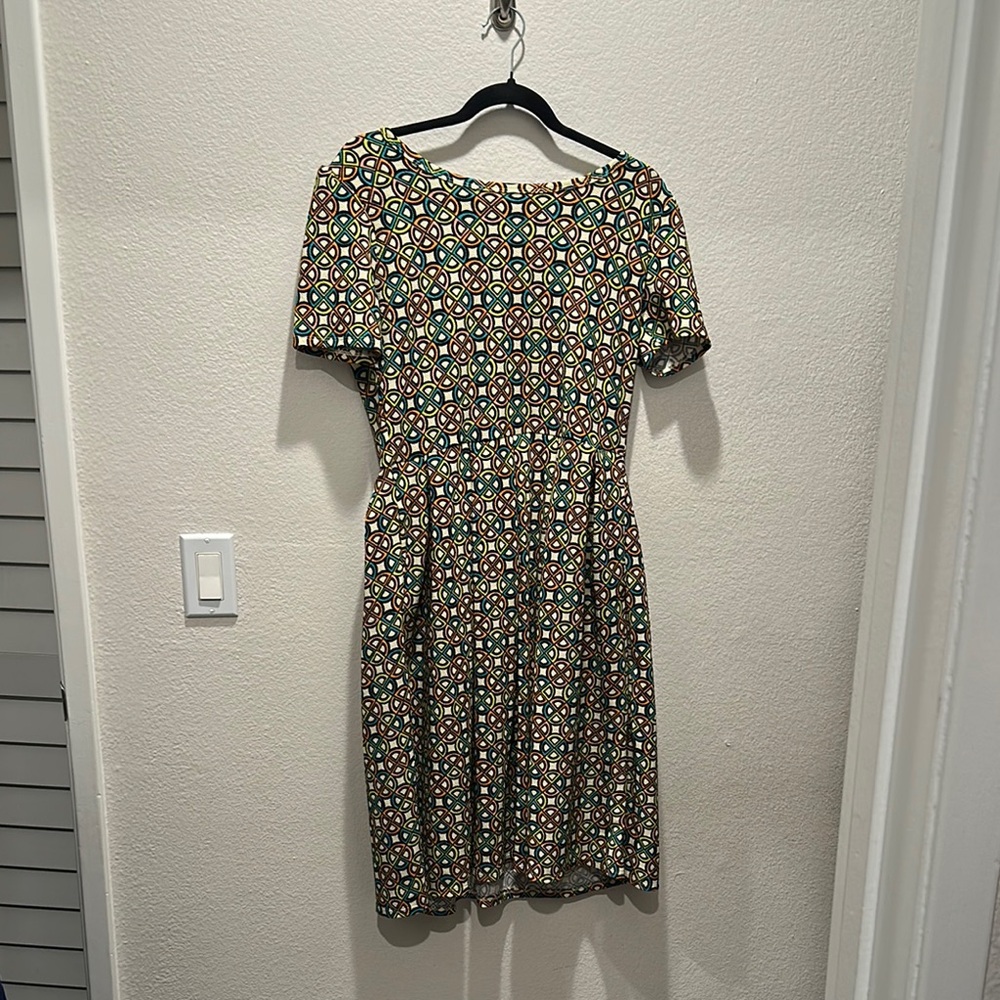 LuLaRoe Green and Orange A-Line Midi Dress